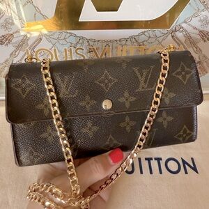 Louis Vuitton Monogram Sarah Long Wallet on Chain